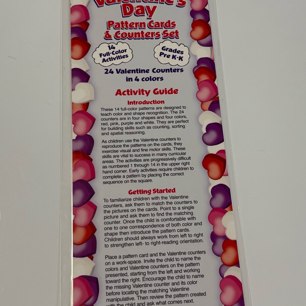 Valentine's Day Pattern Cards & Counters Set- 14 cards and 24 pieces